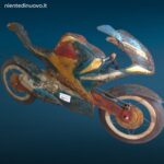 Pannello da parete in latta colorata con motocicletta, dimensioni 89x49 cm