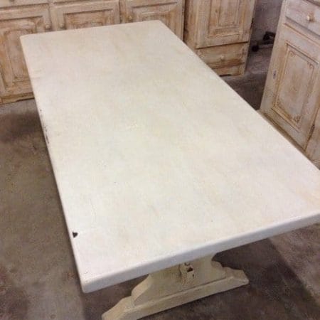 Tavolo fratino decapato bianco in legno di abete massello, stile rustico provenzale