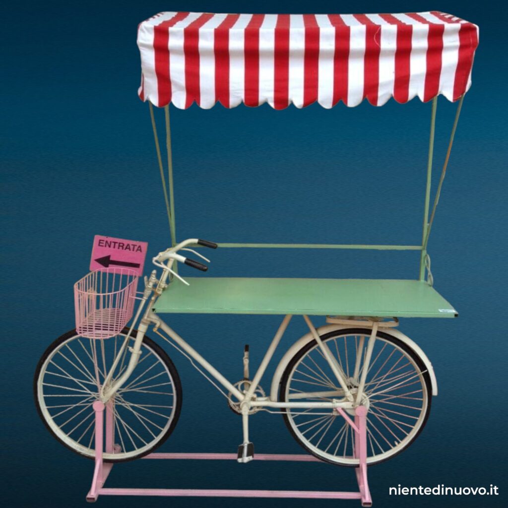 9003853 Banchetto bicicletta vintage in ferro con cappottina