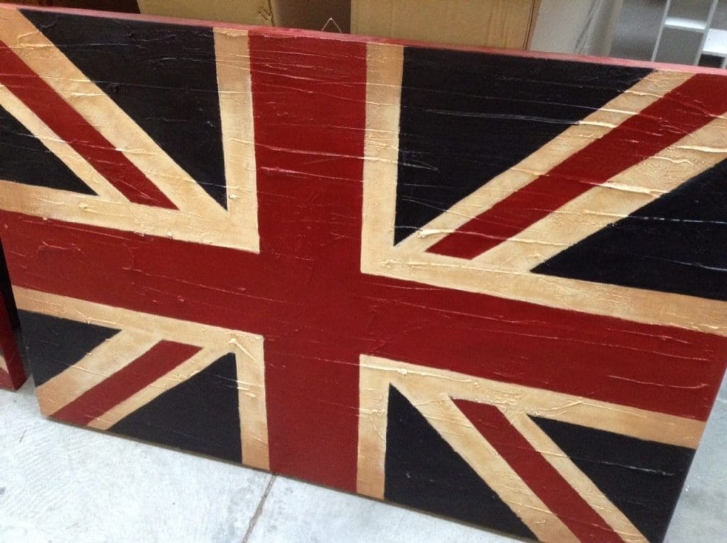 pannello dipinto a mano con bandiera inglese Union Jack
