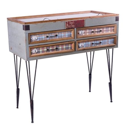 Mobile in stile Vintage a 4 cassetti con bacheca superiore, pezzo unico da esposizione