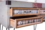 03990_2.jpg Mobile in stile Vintage a 4 cassetti con bacheca superiore, pezzo unico da esposizione