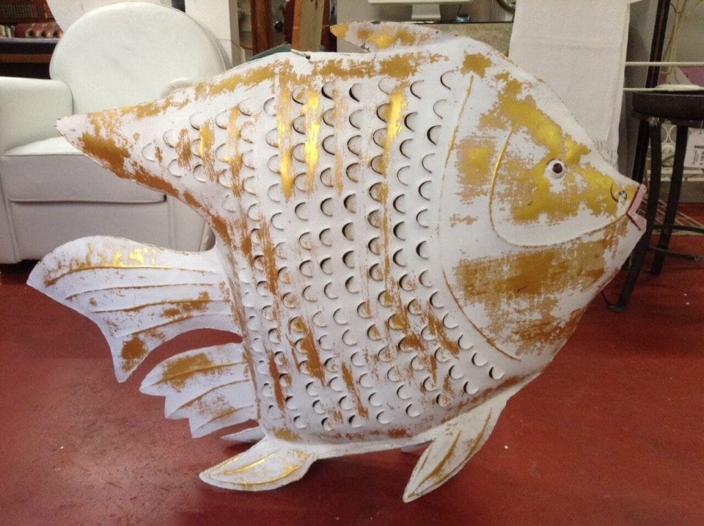 04061.jpg pesce portacandela bianco oro XXL traforato da appendere
