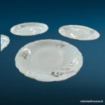 Set da 6 piattini in porcellana polacca con decoro floreale e bordo in oro zecchino