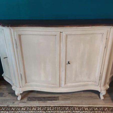 Credenza 4 ante provenzale in legno massello bianco con piano naturale