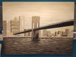 38704.jpg Pannello dipinto Ponte di Brooklyn su tela, grande decorazione murale 200x150cm