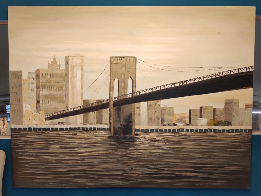 38704.jpg Pannello dipinto Ponte di Brooklyn su tela, grande decorazione murale 200x150cm