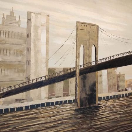 Pannello dipinto Ponte di Brooklyn su tela, grande decorazione murale 200x150cm