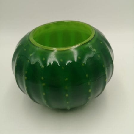 Vaso in vetro a forma di cactus verde (vintage)