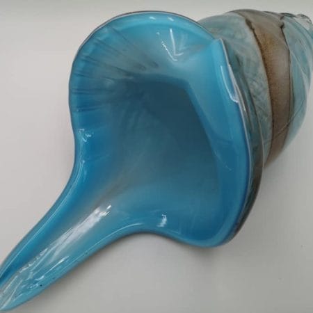 Conchiglia in vetro azzurra 33 cm - soprammobile vintage