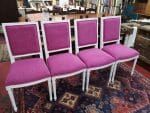 Set di 4 sedie laccate bianche con rivestimento rosa