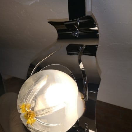 Lampada da terra piantana vintage modernariato con base in marmo e diffusori in vetro