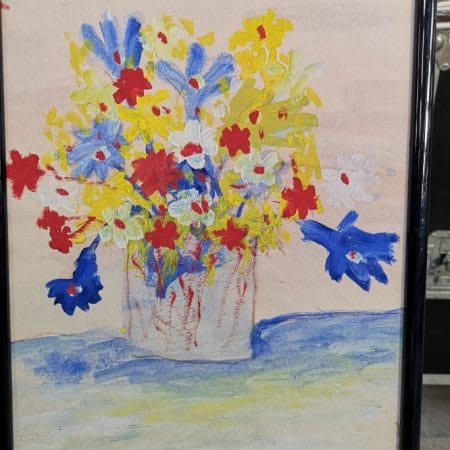Dipinto "Vaso di fiori" firmato Luciano Foresti - tecnica mista su carta