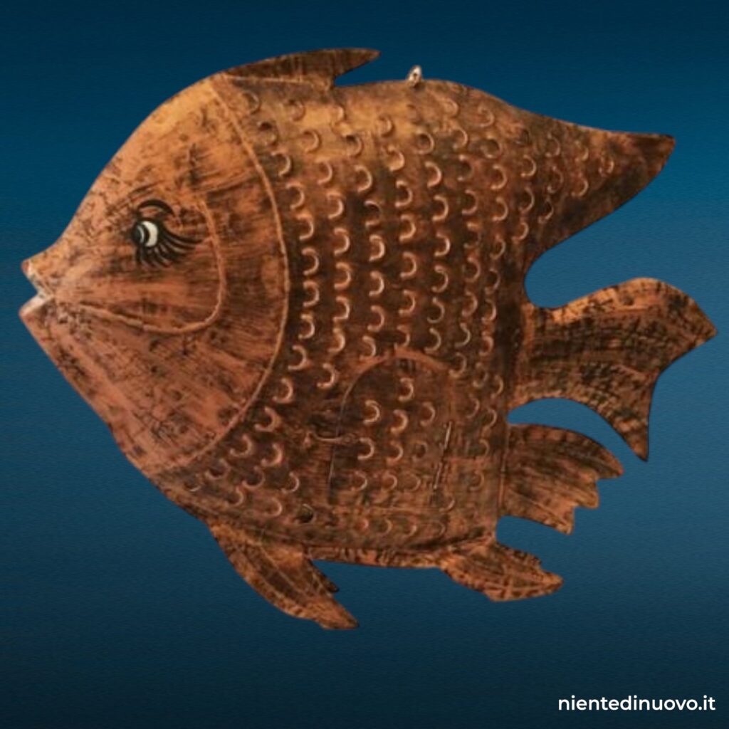 04309 Pesce portacandela in metallo colore rame