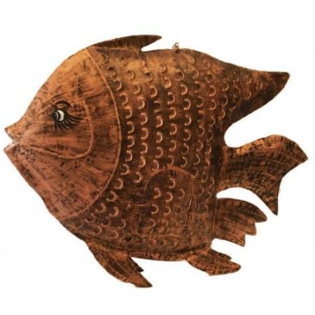 Pesce portacandela in metallo colore rame