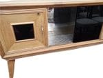 Credenza sideboard stile Ico Parisi in quercia con vano bar e vetro nero