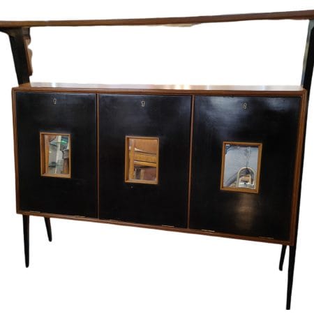 Consolle 3 ante vintage anni '60 con specchio e mensola