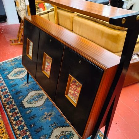 Consolle 3 ante vintage anni '60 con specchio e mensola
