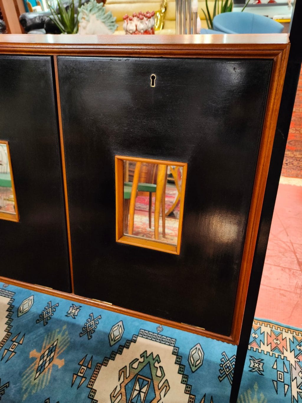 Consolle 3 ante vintage anni '60 con specchio e mensola