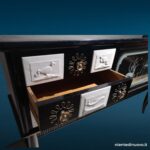 04377_3 Credenza sideboard midcentury in stile Ulrich con vetri incisi