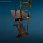 04385_10 Mobiletto toeletta Liberty in legno con specchiera molata e dettagli in ottone