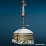 Lampadario artigianale in ottone con saliscendi