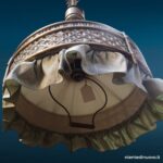 Lampadario artigianale in ottone con saliscendi