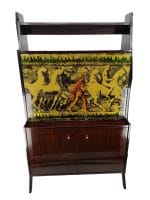 Mobile bar vintage anni '60 con decorazione in foglia d’oro