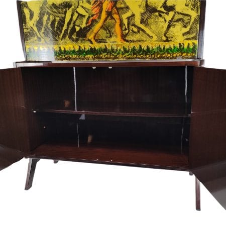 Mobile bar vintage anni '60 con decorazione in foglia d’oro