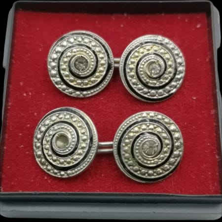 Coppia gemelli da uomo tondi vintage, diametro 12 mm