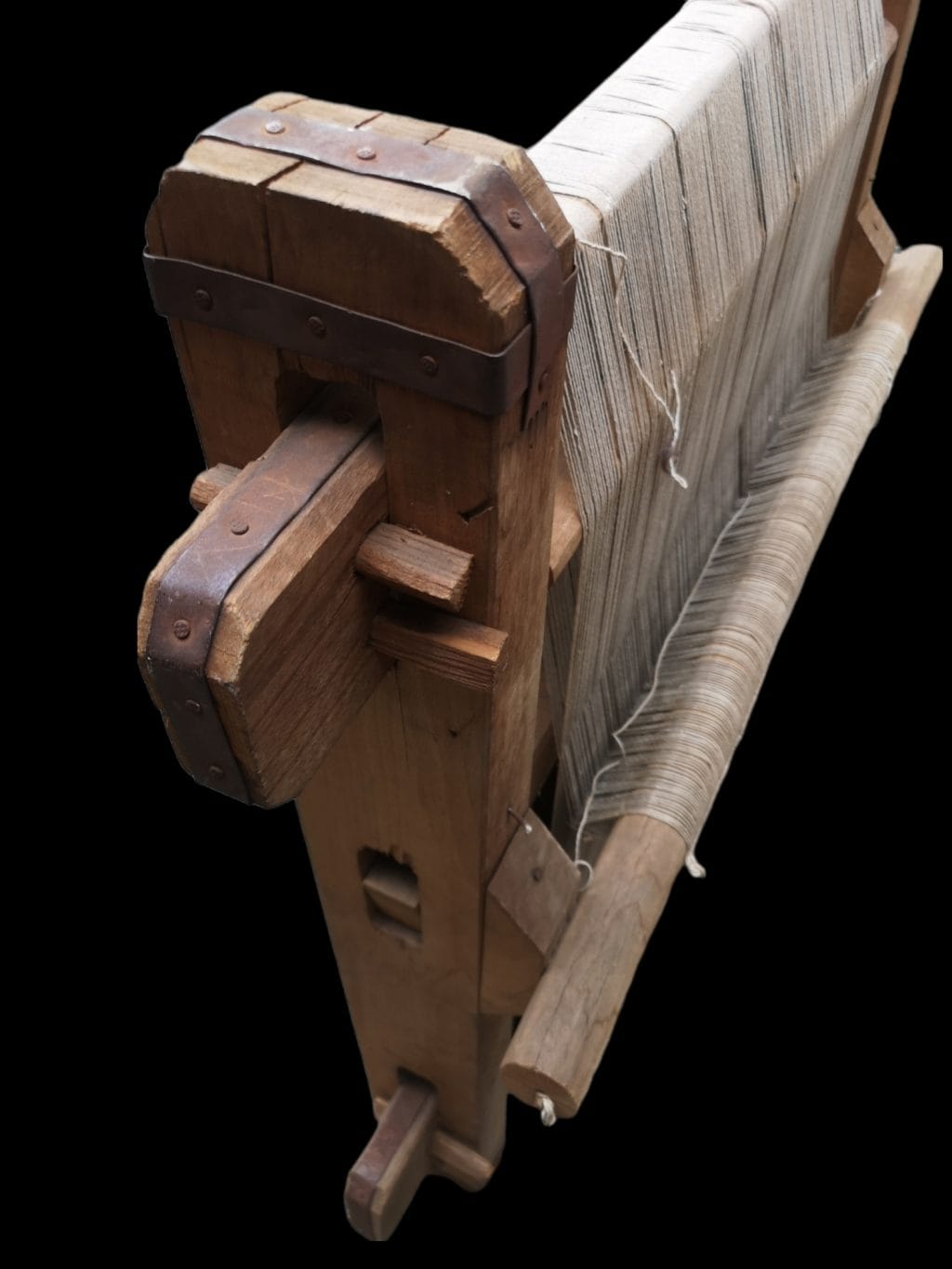 Telaio dimostrativo per tappeti in legno, oggetto artigianale e didattico