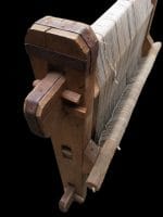 Telaio dimostrativo per tappeti in legno, oggetto artigianale e didattico