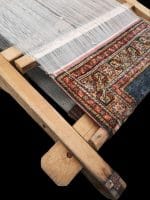 Telaio dimostrativo per tappeti in legno, oggetto artigianale e didattico