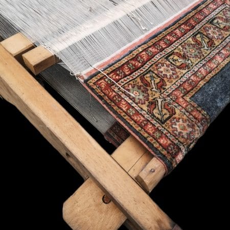Telaio dimostrativo per tappeti in legno, oggetto artigianale e didattico