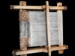 Telaio dimostrativo per tappeti in legno, oggetto artigianale e didattico