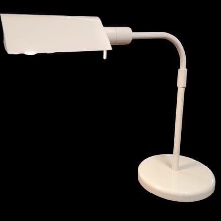 Lampada da tavolo Martini a tegola in metallo bianco orientabile con dimmer