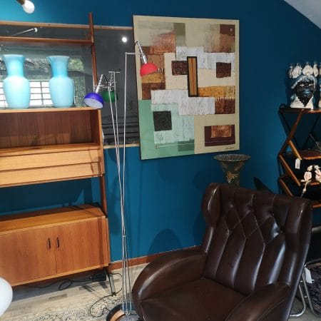 Pannello dipinto decorativo con decoro stilizzato su tela, ideale per ambienti moderni
