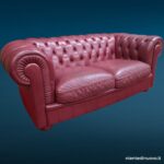 Divano club Chesterfield 2 posti in pelle vinaccia vintage