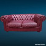 Divano club Chesterfield 2 posti in pelle vinaccia vintage