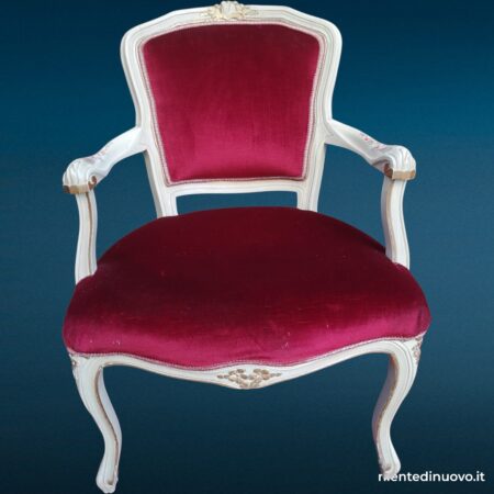 Poltroncina laccata veneziano velluto rosso