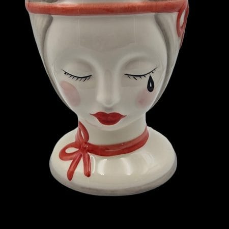 Vaso testa naif lacrima in ceramica decorativa alta 21 cm