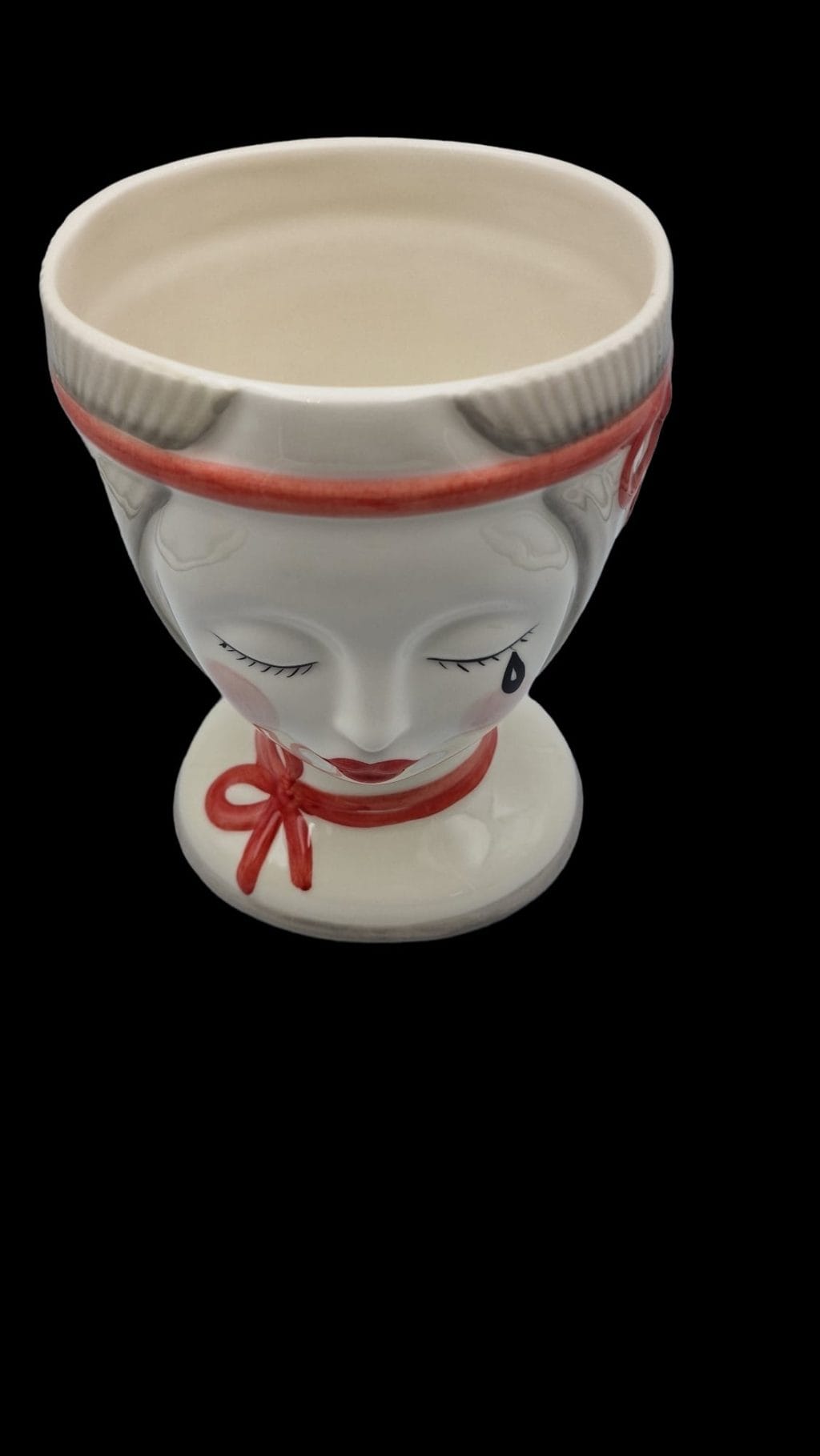 Vaso testa naif lacrima in ceramica decorativa alta 21 cm
