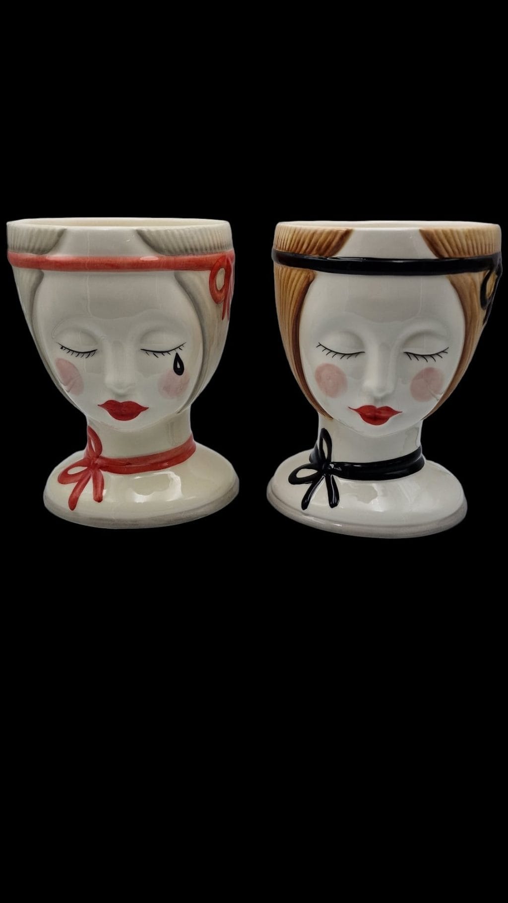 Vaso testa naif lacrima in ceramica decorativa alta 21 cm