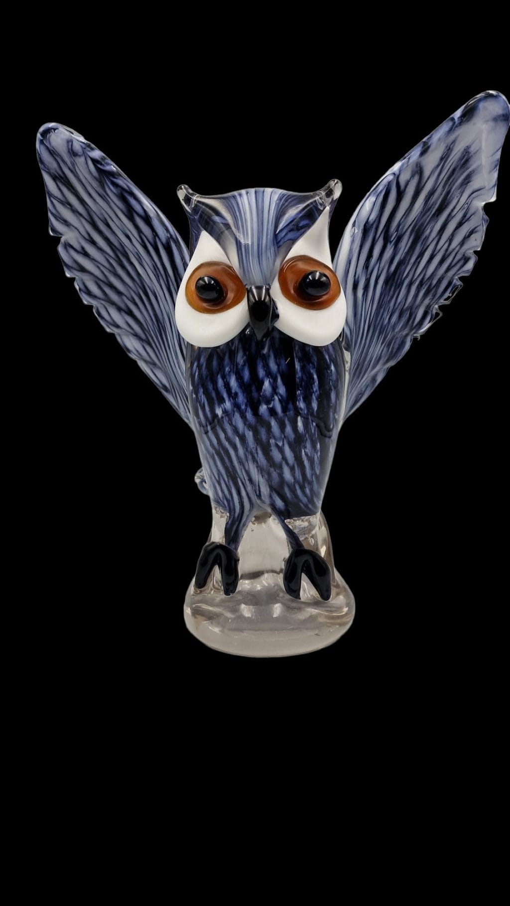 Gufo decorativo in vetro di Murano bianco e blu in eccellenti condizioni