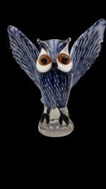 Gufo decorativo in vetro di Murano bianco e blu in eccellenti condizioni