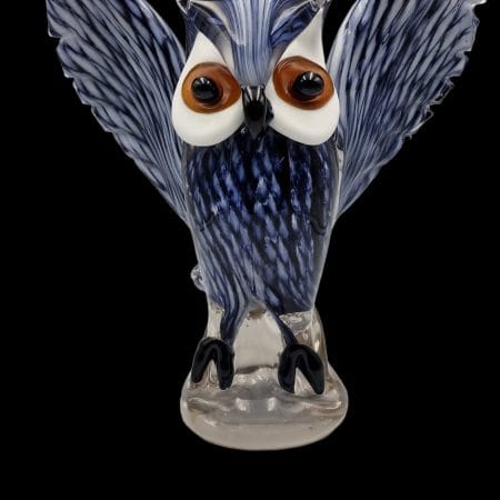 Gufo decorativo in vetro di Murano bianco e blu in eccellenti condizioni
