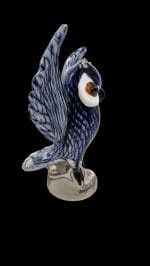 Gufo decorativo in vetro di Murano bianco e blu in eccellenti condizioni