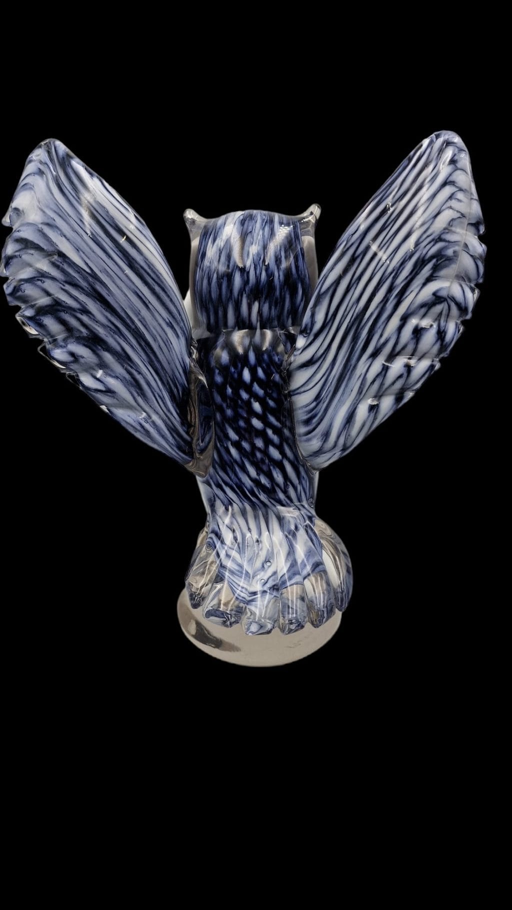 Gufo decorativo in vetro di Murano bianco e blu in eccellenti condizioni