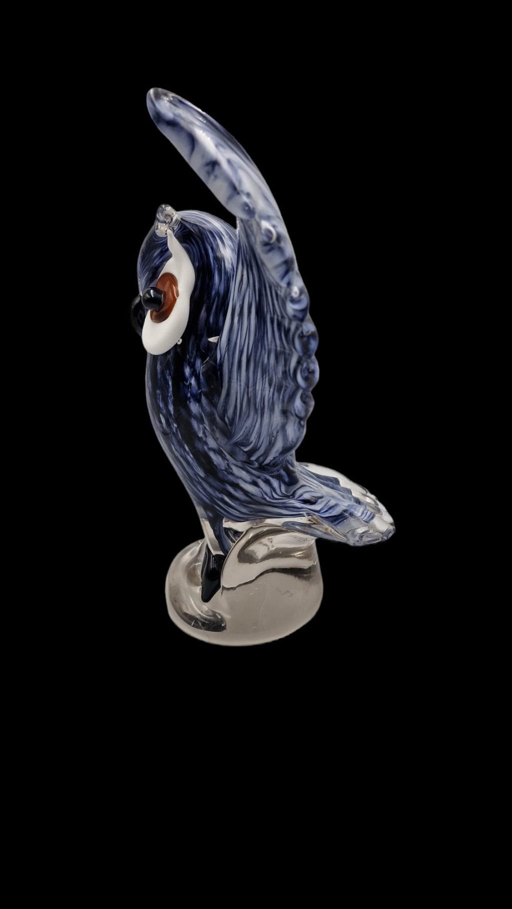 Gufo decorativo in vetro di Murano bianco e blu in eccellenti condizioni
