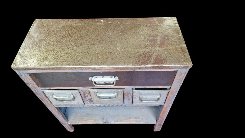 Mobile cassetti industrial originale in legno e ferro